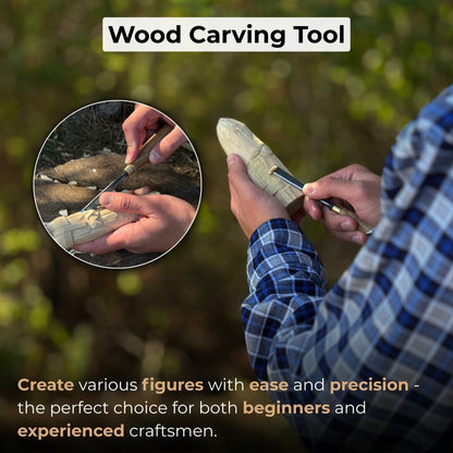 Fine detail carving chisel with 10 mm blade and wooden handle by Sharky Forged Steel Tools