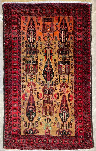 Fine Vintage Wool Baluch Rug 6x4 ft by Rugistan - product image 2 for Resin Society