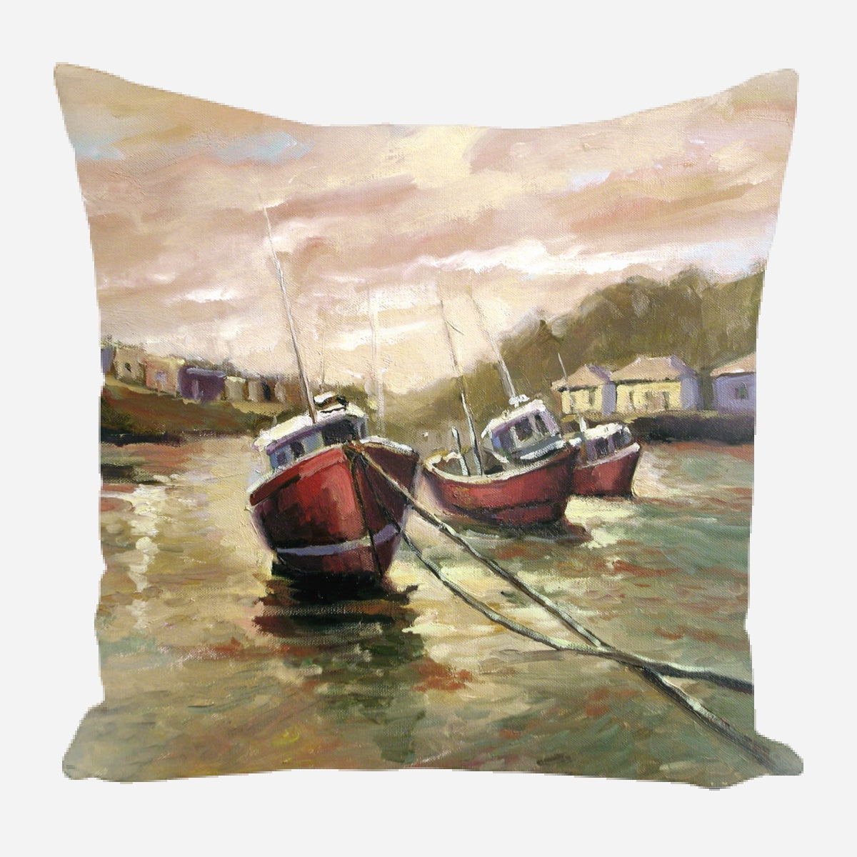 Fishing Boats at Sunset Pillow by John Beard Collection - main product image for Resin Society