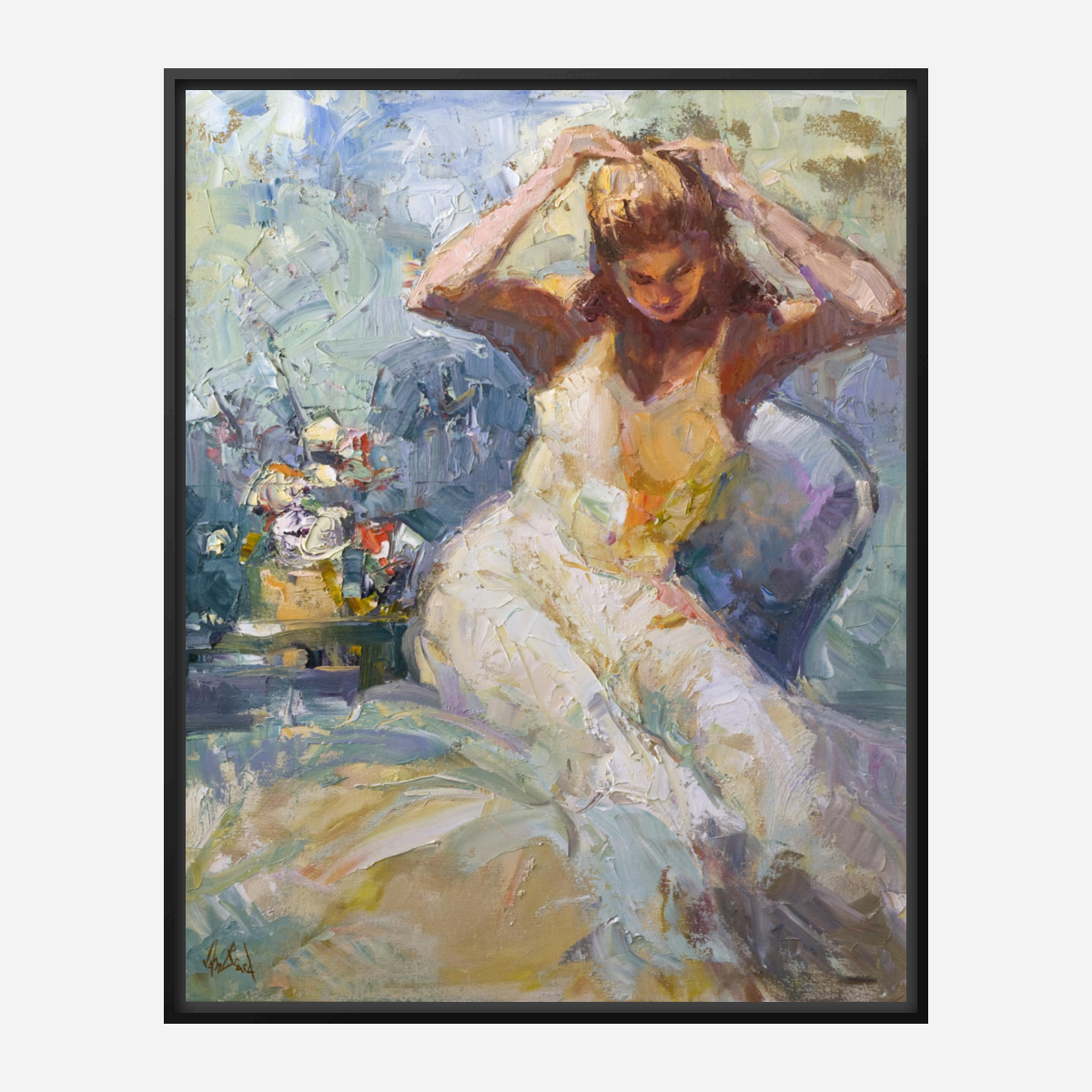 Fixing Her Hair Artist Enhanced Canvas Print by John Beard Collection - product image 5 for Resin Society