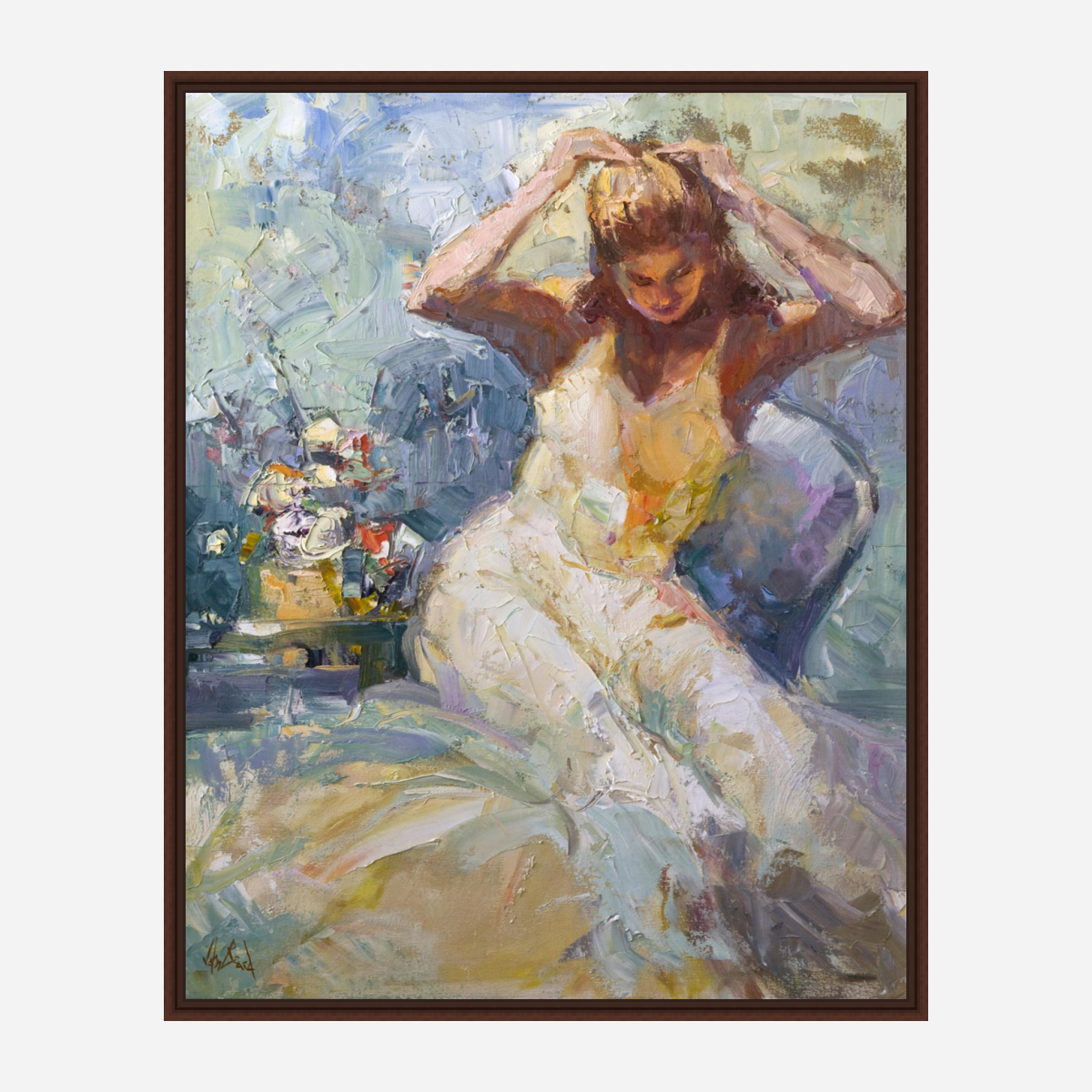 Fixing Her Hair Artist Enhanced Canvas Print by John Beard Collection - product image 7 for Resin Society