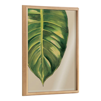 Blake Large Leaf Greener Hue Neutral Framed Printed Glass by kateandlaurel - main product image for Resin Society