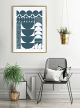 Sylvie Modern Circular Pattern Block Print Teal Framed Canvas by kateandlaurel - product image 6 for Resin Society