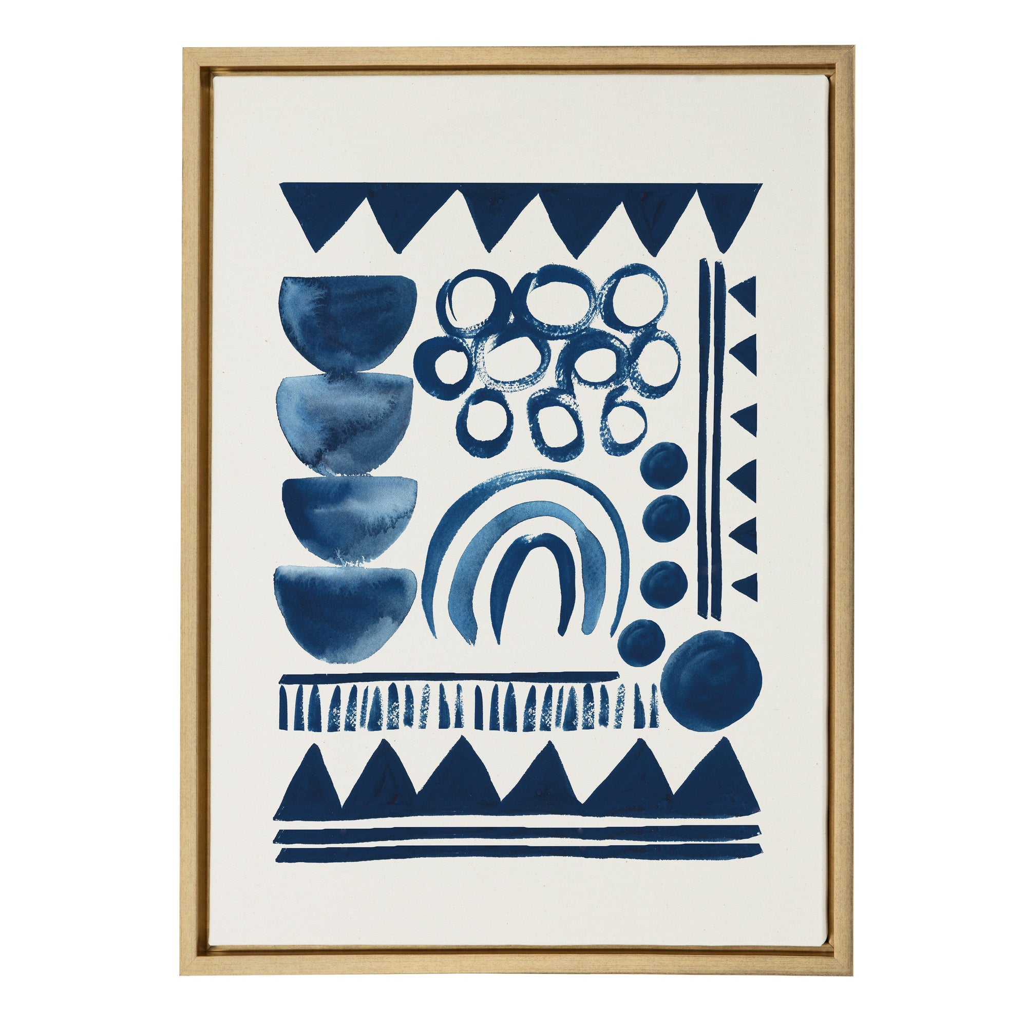 Sylvie 858 Indigo Abstract Framed Canvas by kateandlaurel - main product image for Resin Society
