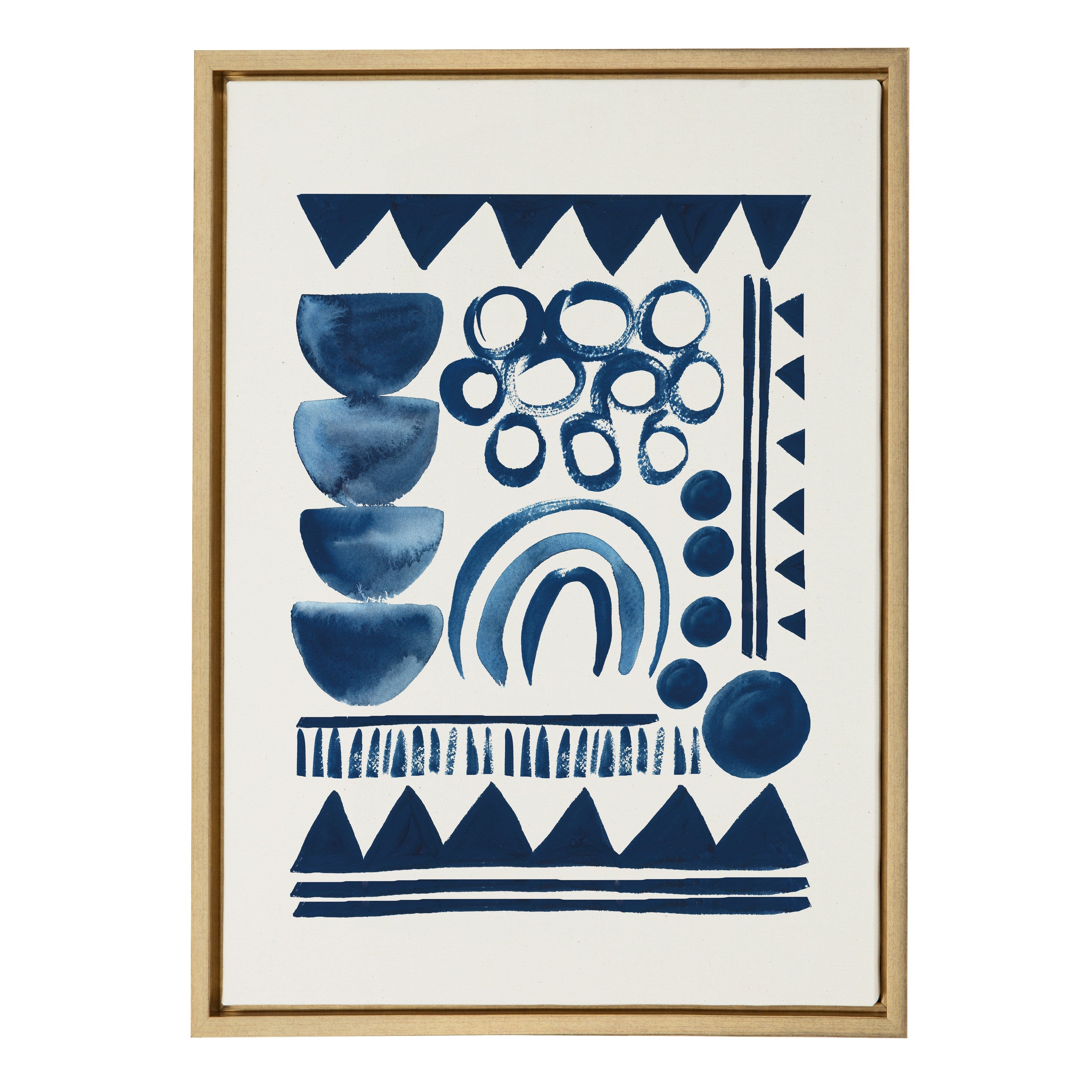 Sylvie 858 Indigo Abstract Framed Canvas by kateandlaurel - main product image for Resin Society
