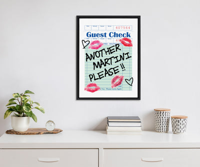 Sylvie Another Martini Guest Check Framed Canvas by Alli Standefer