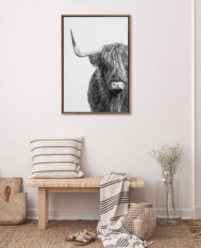 Sylvie B&W Highland Cow No. 1 Framed Canvas by Amy Peterson Art Studio