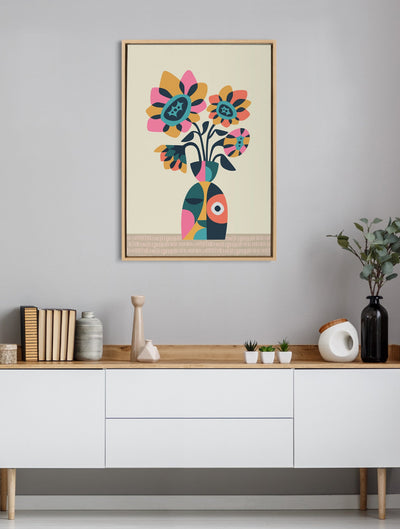 Sylvie Mid Century Modern Sunflowers Framed Canvas by kateandlaurel - product image 8 for Resin Society