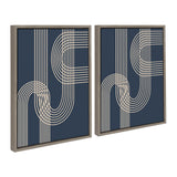 Sylvie Lines in Blue Framed Canvas Set by kateandlaurel - product image 2 for Resin Society