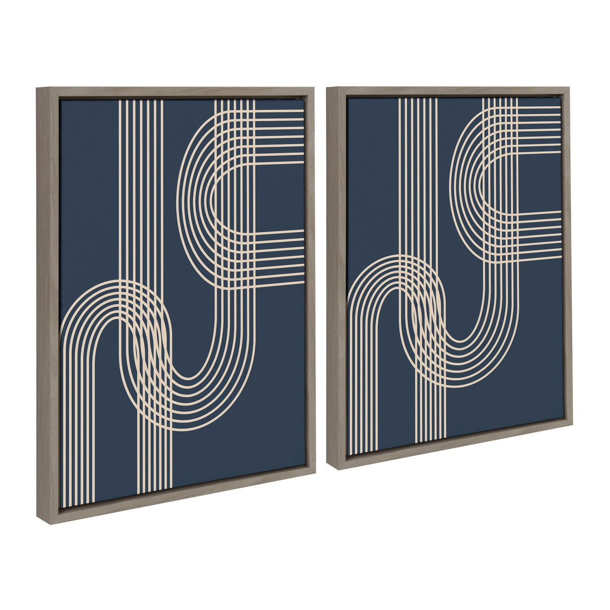 Sylvie Lines in Blue Framed Canvas Set by kateandlaurel - product image 2 for Resin Society