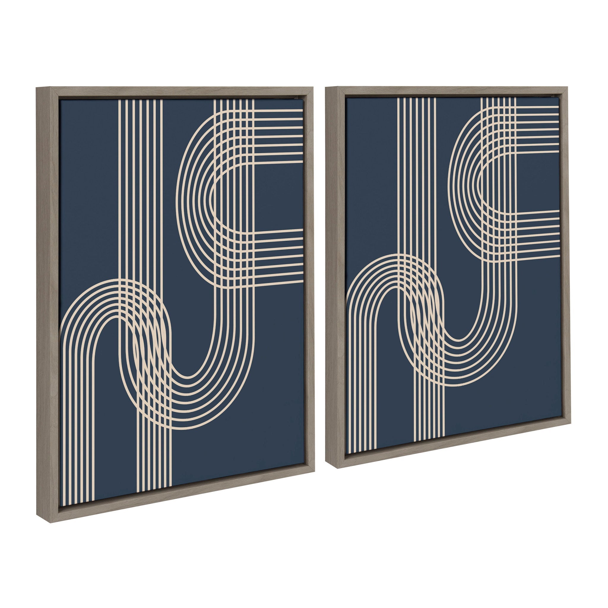 Sylvie Lines in Blue Framed Canvas Set by kateandlaurel - product image 2 for Resin Society