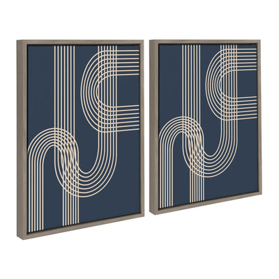 Sylvie Lines in Blue Framed Canvas Set by kateandlaurel - product image 2 for Resin Society