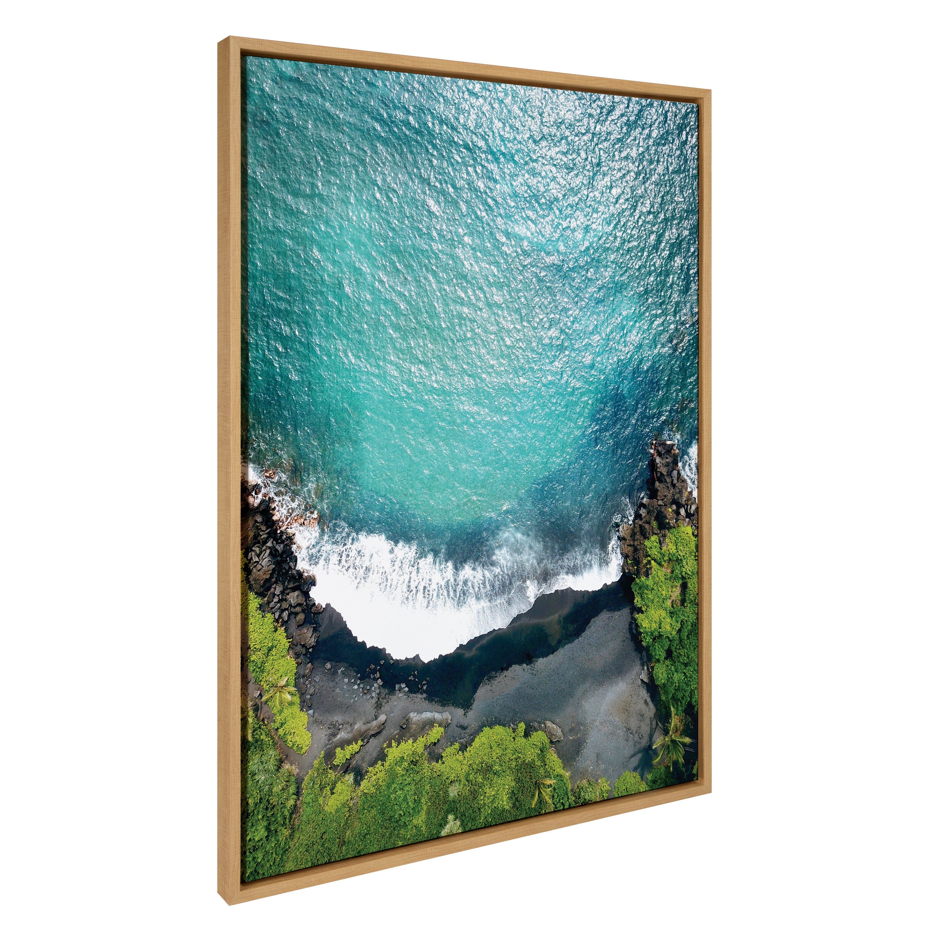 Sylvie Maui Black Sand Beach 1 Framed Canvas by Rachel Bolgov by kateandlaurel - product image 7 for Resin Society