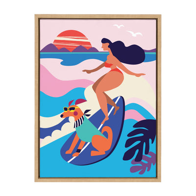 Sylvie Mid Century Modern Surf Dog Framed Canvas by kateandlaurel - product image 9 for Resin Society
