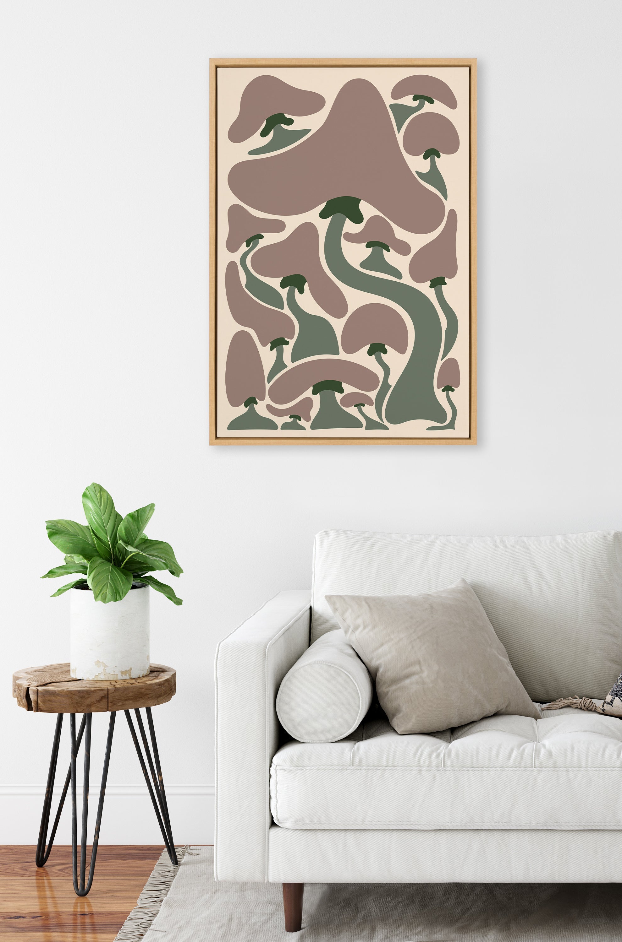 Sylvie Groovy Mushrooms 1 Framed Canvas by Carrie Cantwell