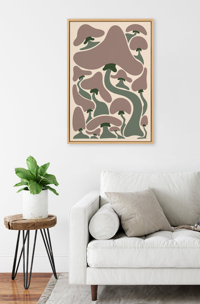 Sylvie Groovy Mushrooms 1 Framed Canvas by Carrie Cantwell