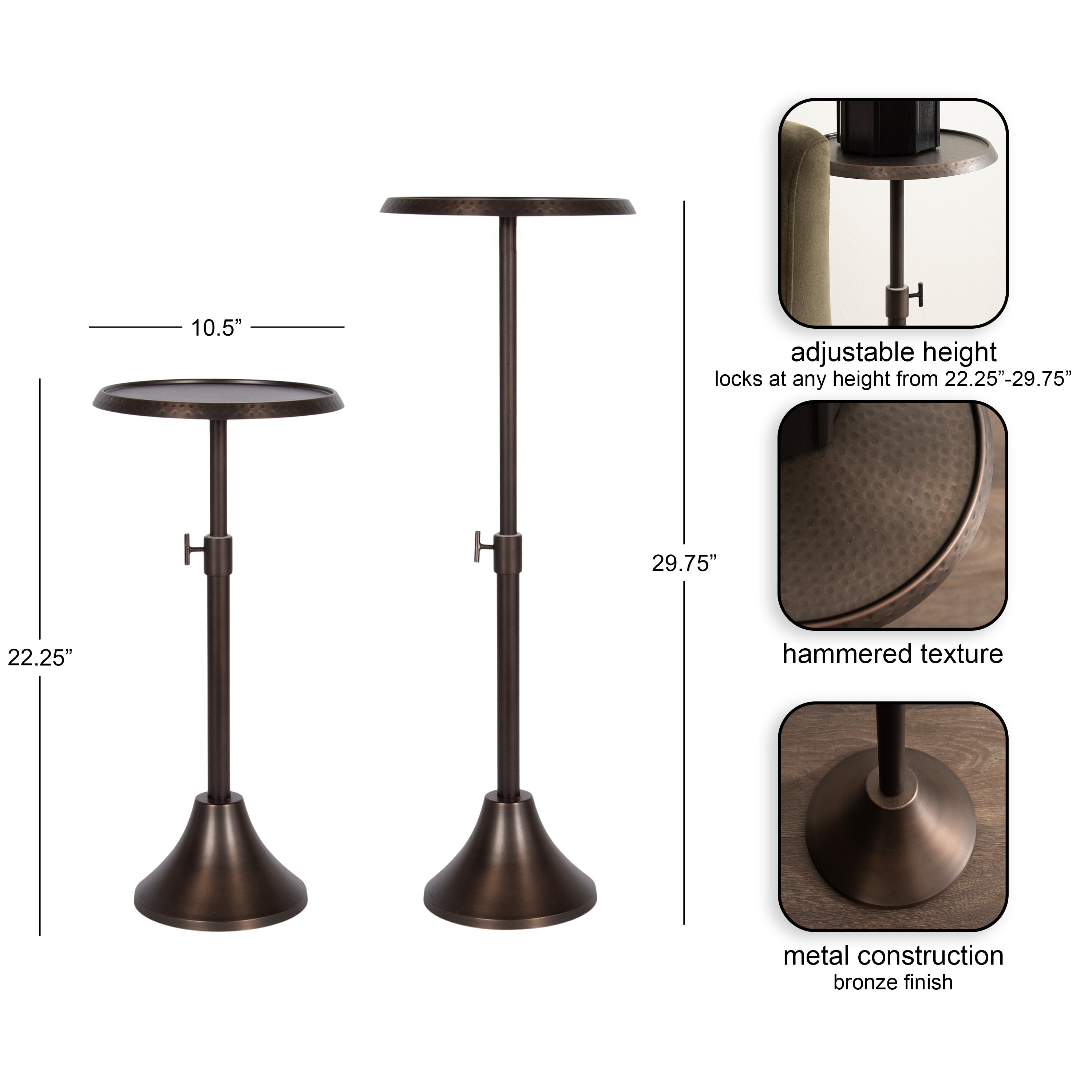 Sanzo Adjustable Metal Drink Table