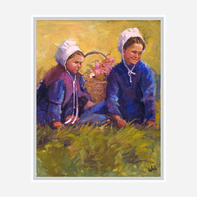 Flower Girls Artist Enhanced Canvas Print by John Beard Collection - product image 5 for Resin Society