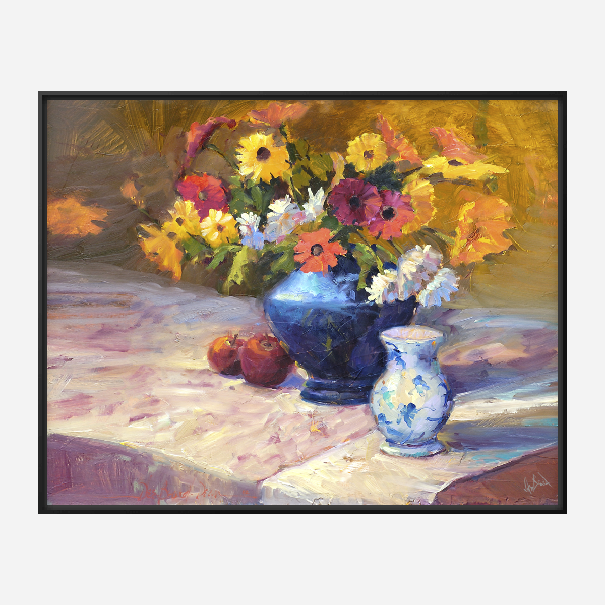 Flowers with Blue Vase Artist Enhanced Canvas Print by John Beard Collection - product image 5 for Resin Society
