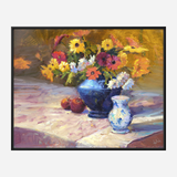 Flowers with Blue Vase Artist Enhanced Canvas Print by John Beard Collection - product image 5 for Resin Society