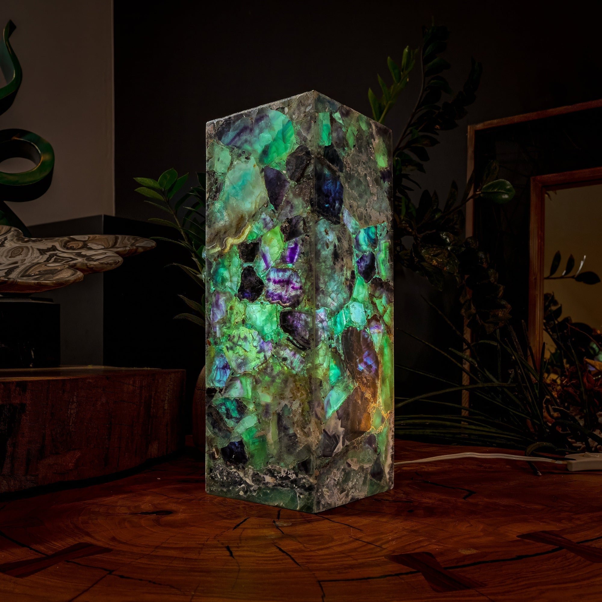 Fluorite Crystal Table Lamp #2 (Small Size) by Vilona Onyx - main product image for Resin Society