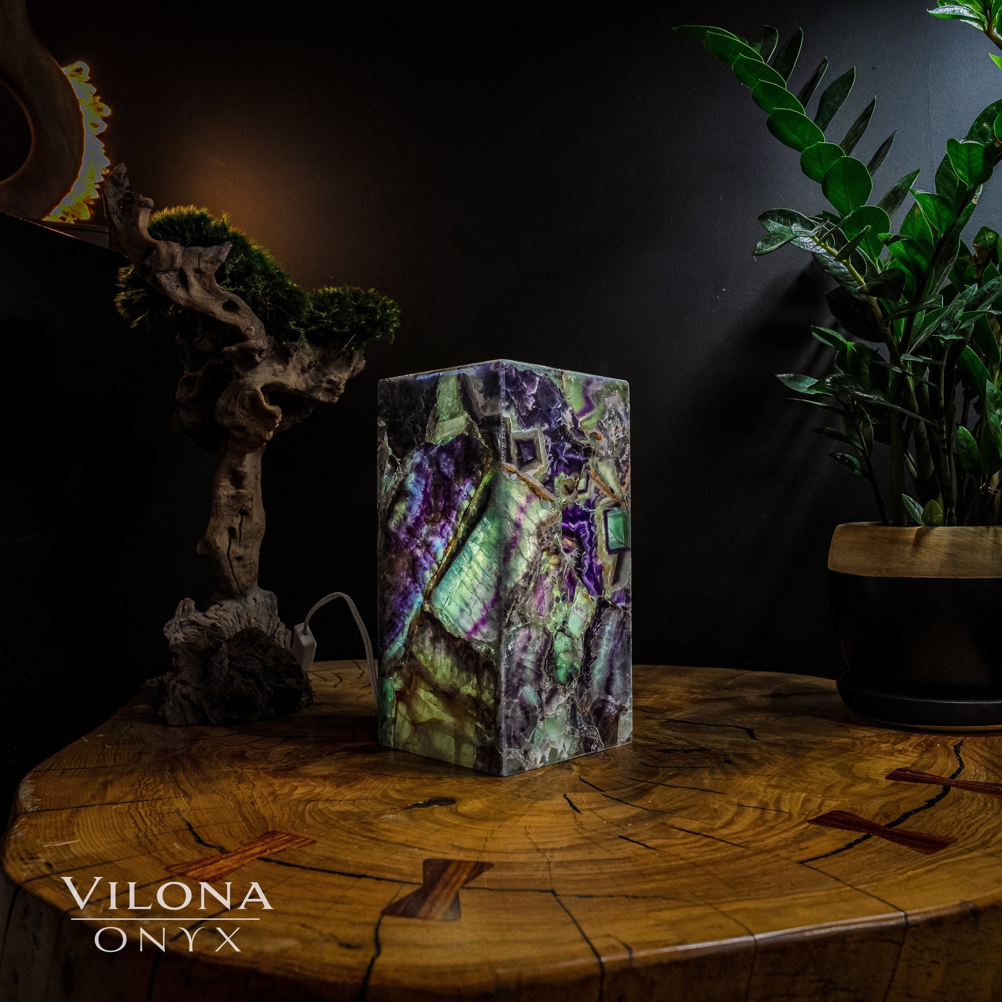 Fluorite Crystal Table Lamp #6 (Miniature Size) by Vilona Onyx - main product image for Resin Society