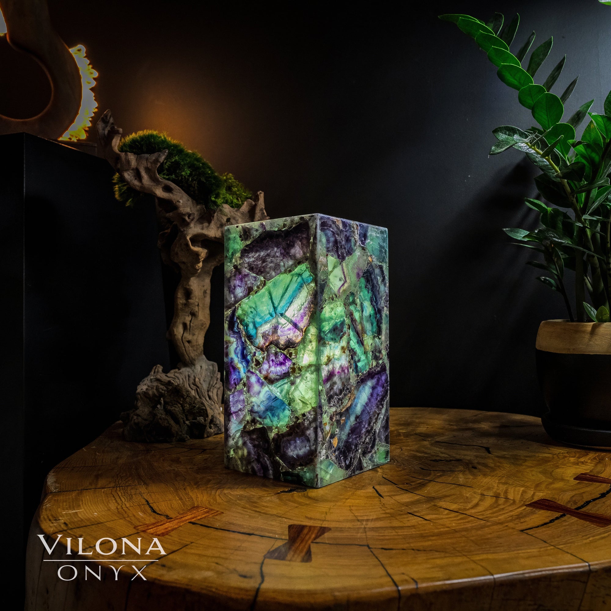 Fluorite Crystal Table Lamp #9 (Miniature Size) by Vilona Onyx - main product image for Resin Society