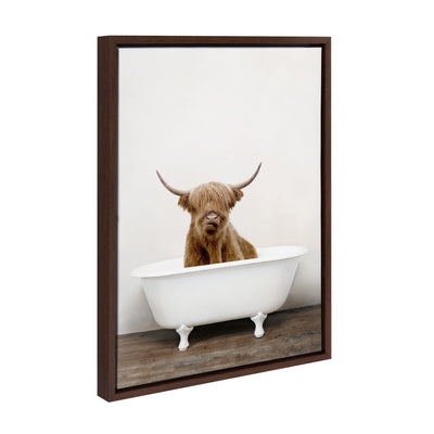 Sylvie Highland Cow in Tub Color Framed Canvas