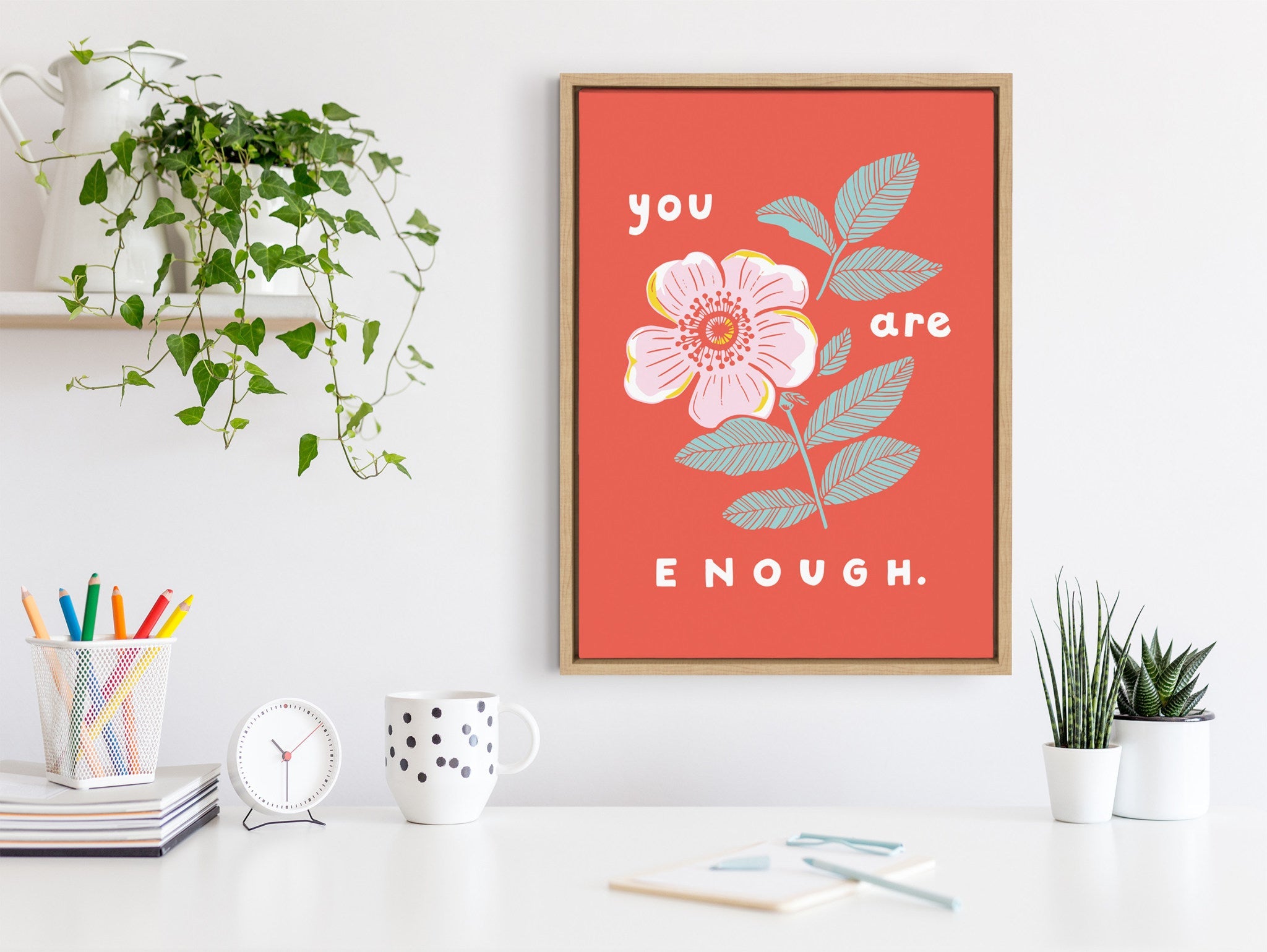 Sylvie You Are Enough Framed Canvas by kateandlaurel - product image 8 for Resin Society