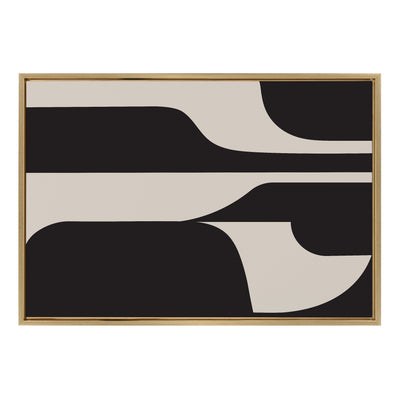 Sylvie Eye Catching Sleek Abstract 6 Black and Beige Framed Canvas by kateandlaurel - product image 8 for Resin Society