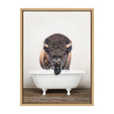Sylvie Bison Rustic Bubble Bath Framed Canvas by kateandlaurel - product image 2 for Resin Society