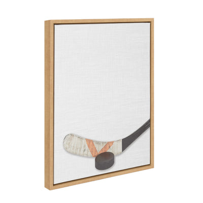 Sylvie Hockey Stick and Puck Framed Canvas, Natural 18x24 by kateandlaurel - product image 2 for Resin Society