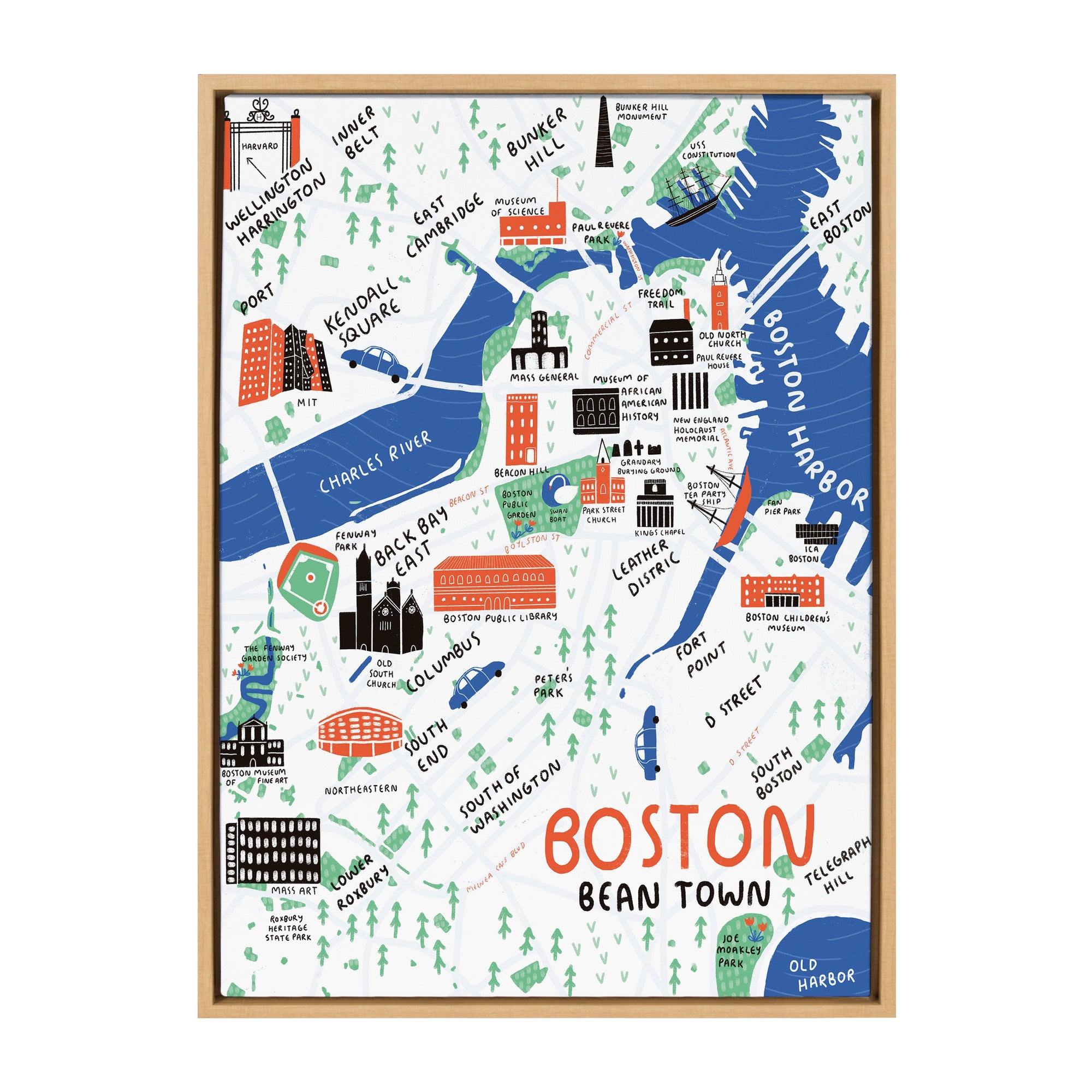 Sylvie Boston Illustration Framed Canvas by kateandlaurel - product image 9 for Resin Society