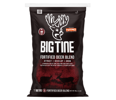 Big Tine Fortified Deer Blend Cherry 40 lb bag with red and white packaging