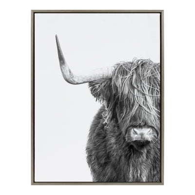 Sylvie B&W Highland Cow No. 1 Framed Canvas by Amy Peterson Art Studio