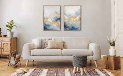 Sylvie Beaded Blue Mountains I and II Framed Canvas Art Set by Amy Lighthall