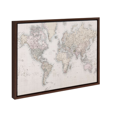 Sylvie Vintage World Map Framed Canvas by The Creative Bunch Studio by kateandlaurel - product image 8 for Resin Society
