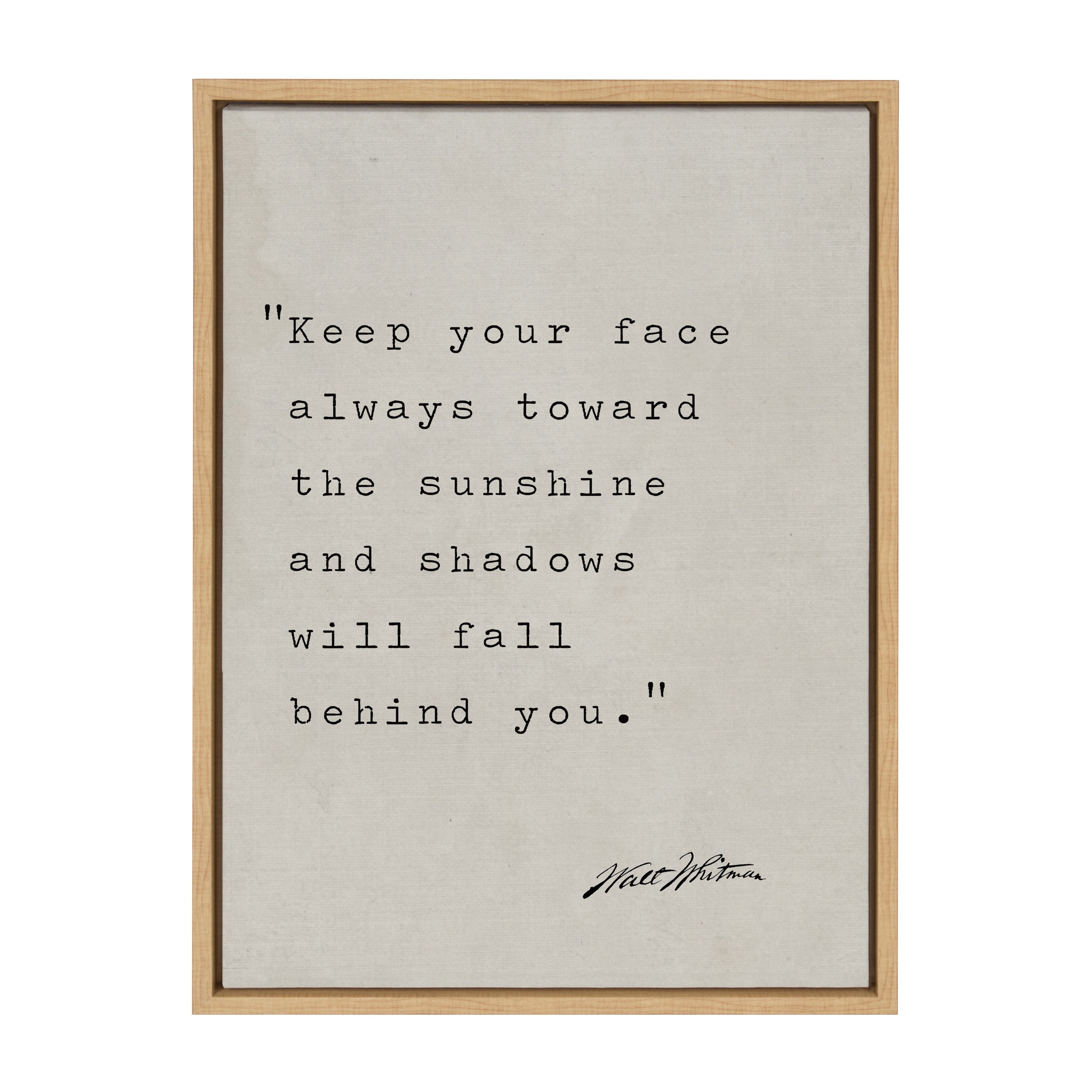 Sylvie Keep Your Face Walt Whitman Framed Canvas by Saint and Sailor Studios