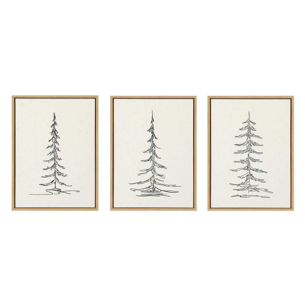 Sylvie Minimalist Evergreen Trees Framed Canvas Set by The Creative by kateandlaurel - main product image for Resin Society