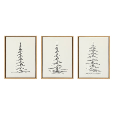 Sylvie Minimalist Evergreen Trees Framed Canvas Set by The Creative by kateandlaurel - main product image for Resin Society