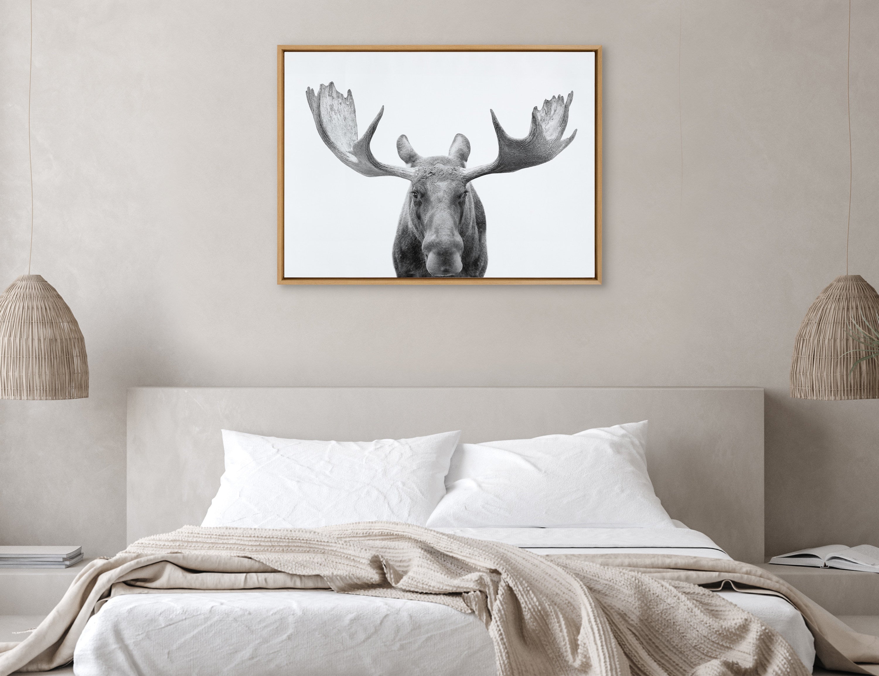 Sylvie Moose Black and White Framed Canvas by Amy Peterson Art Studio