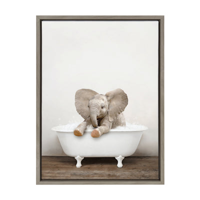 Sylvie Baby Elephant No 6 in Rustic Bath Framed Canvas by kateandlaurel - product image 14 for Resin Society
