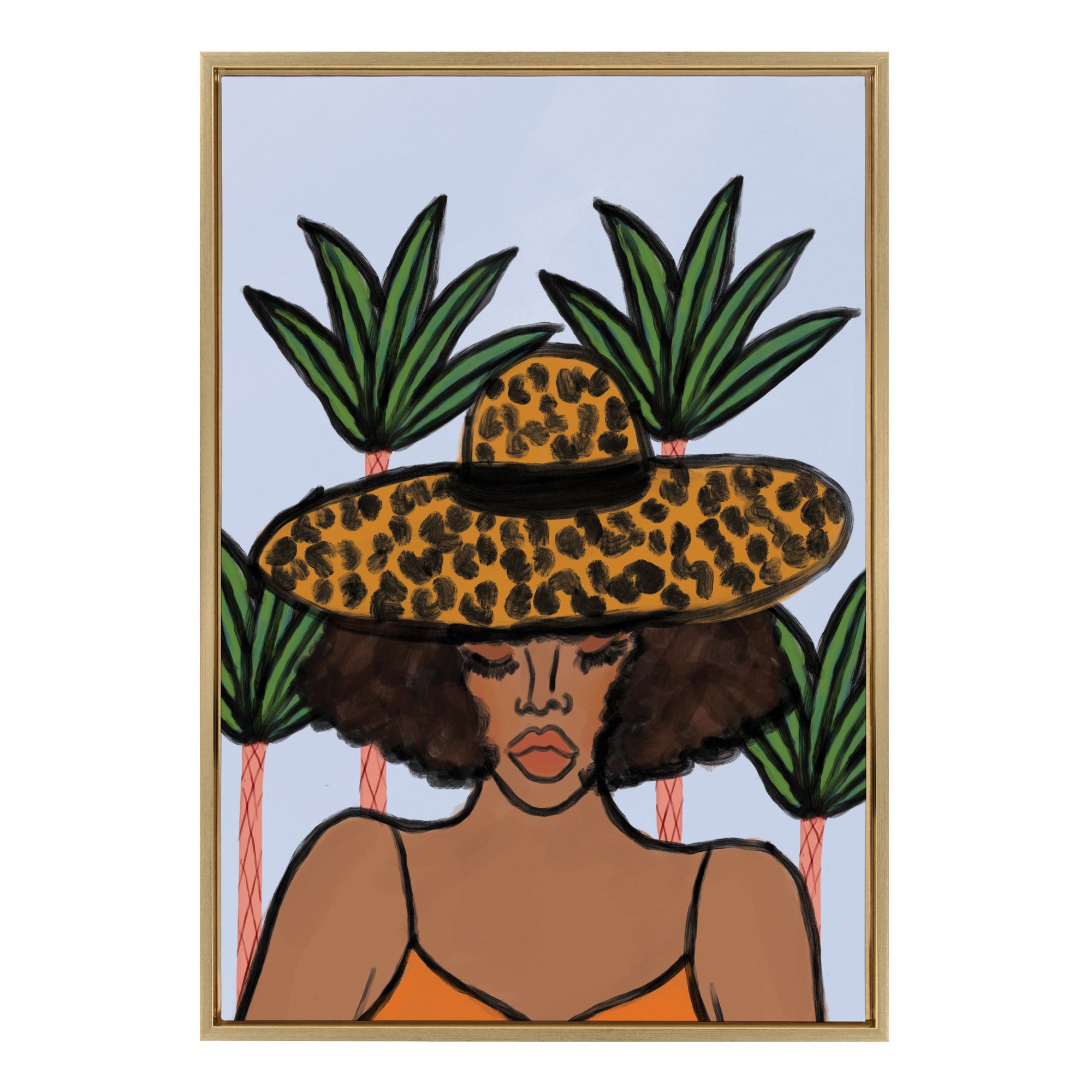 Sylvie Leopard Hat Framed Canvas by kateandlaurel - product image 9 for Resin Society