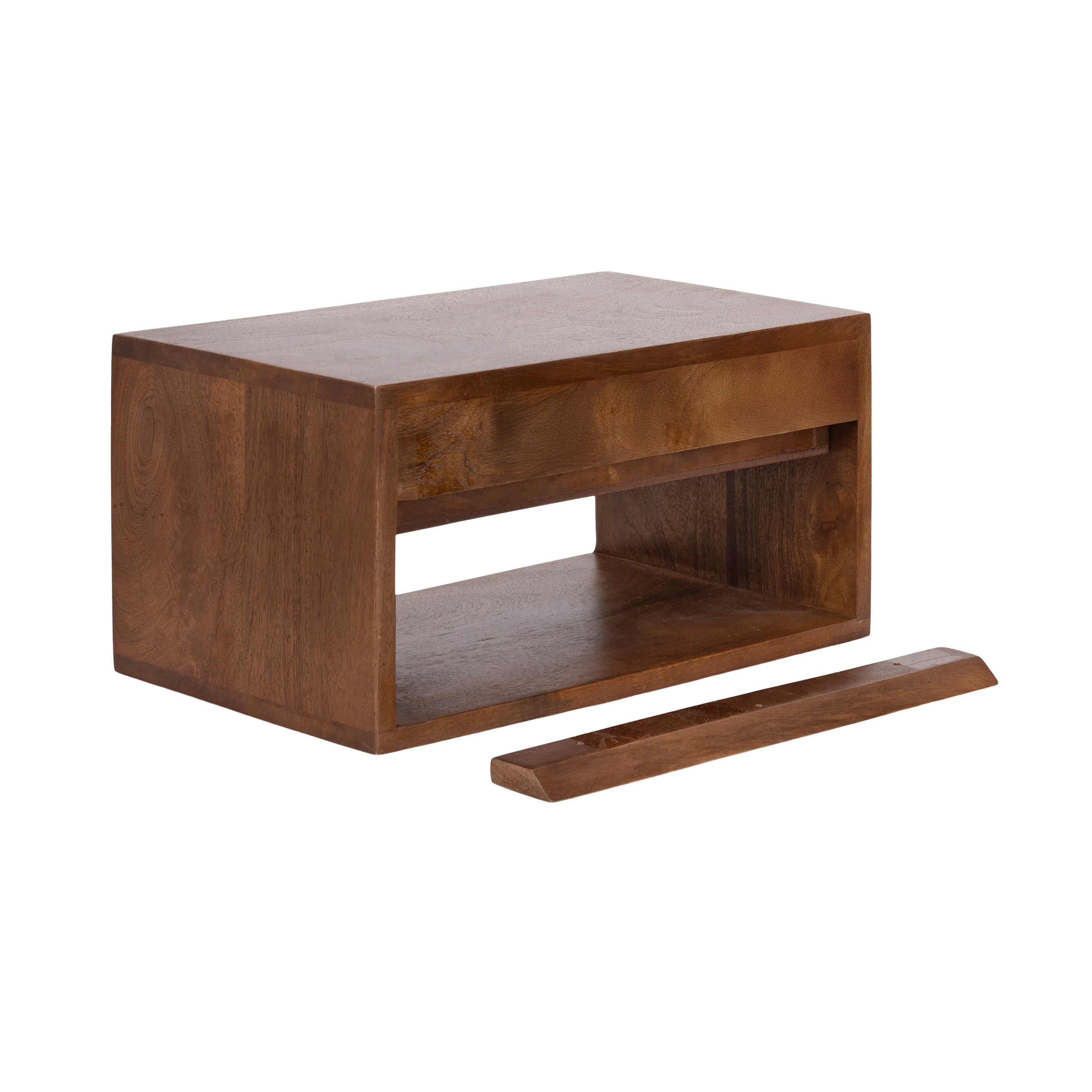 Reid Floating Wood Side Table with Open Storage