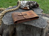 Handmade 2 pocket leather tool case made from Crazy Horse leather by Sharky Forged Steel Tools