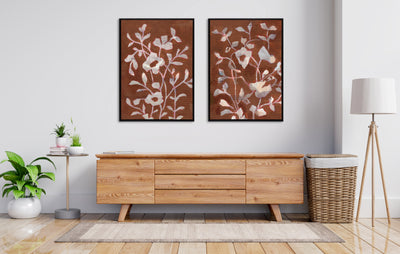 Sylvie Beaded Botanical Harmony I and II Framed Canvas Art Set by Nikita Jariwala