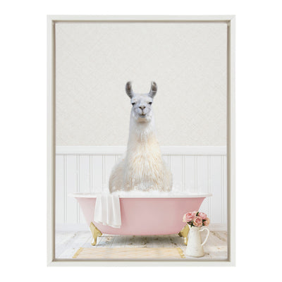 Sylvie Llama in Cottage Rose Bath Framed Canvas by kateandlaurel - product image 8 for Resin Society