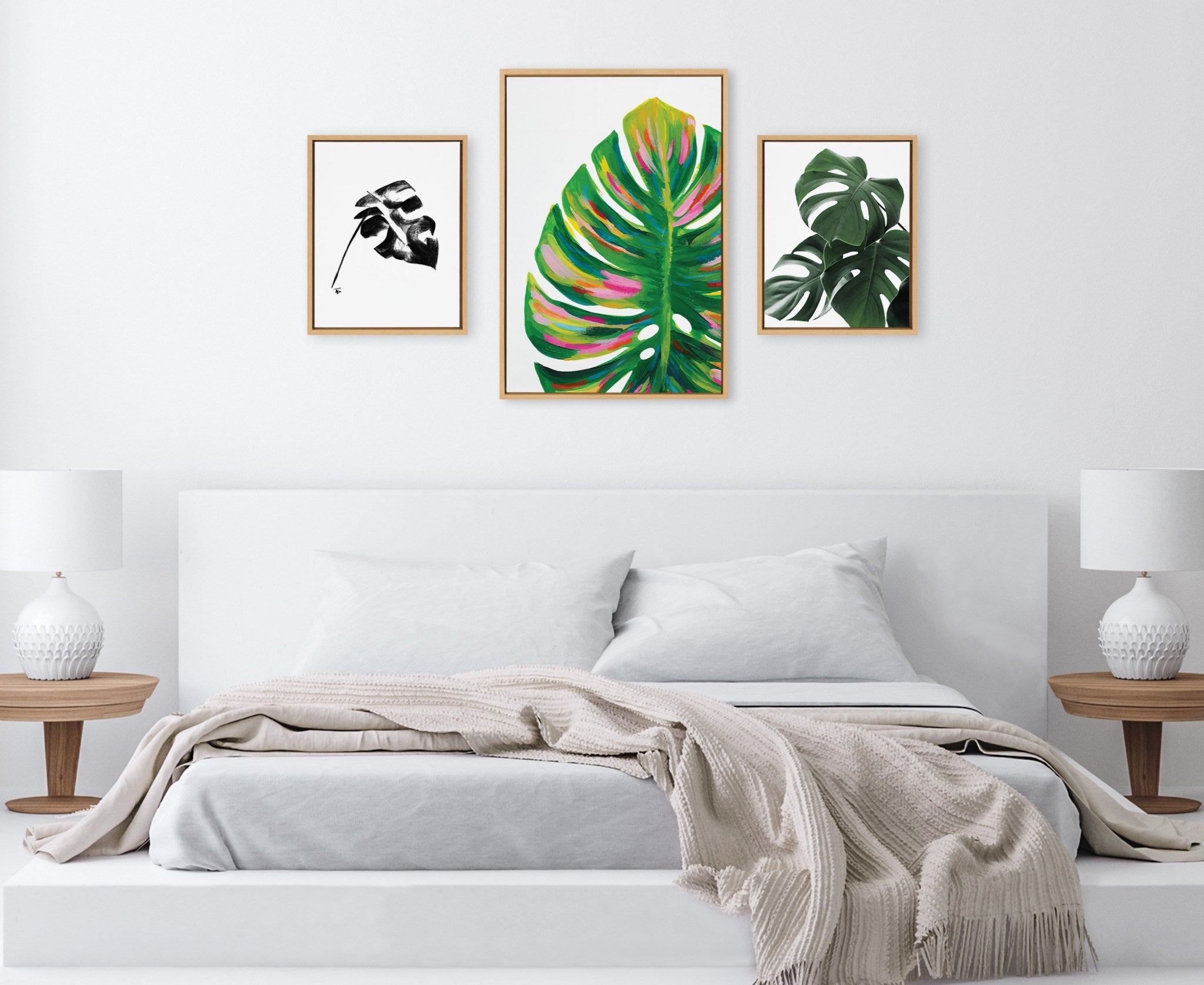 Sylvie EV Monstera, 582 Monstera and Monstera Leaves Framed Canvas Art Set