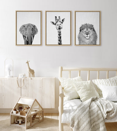 Sylvie Elephant Giraffe and Lion Framed Canvas by kateandlaurel - product image 6 for Resin Society