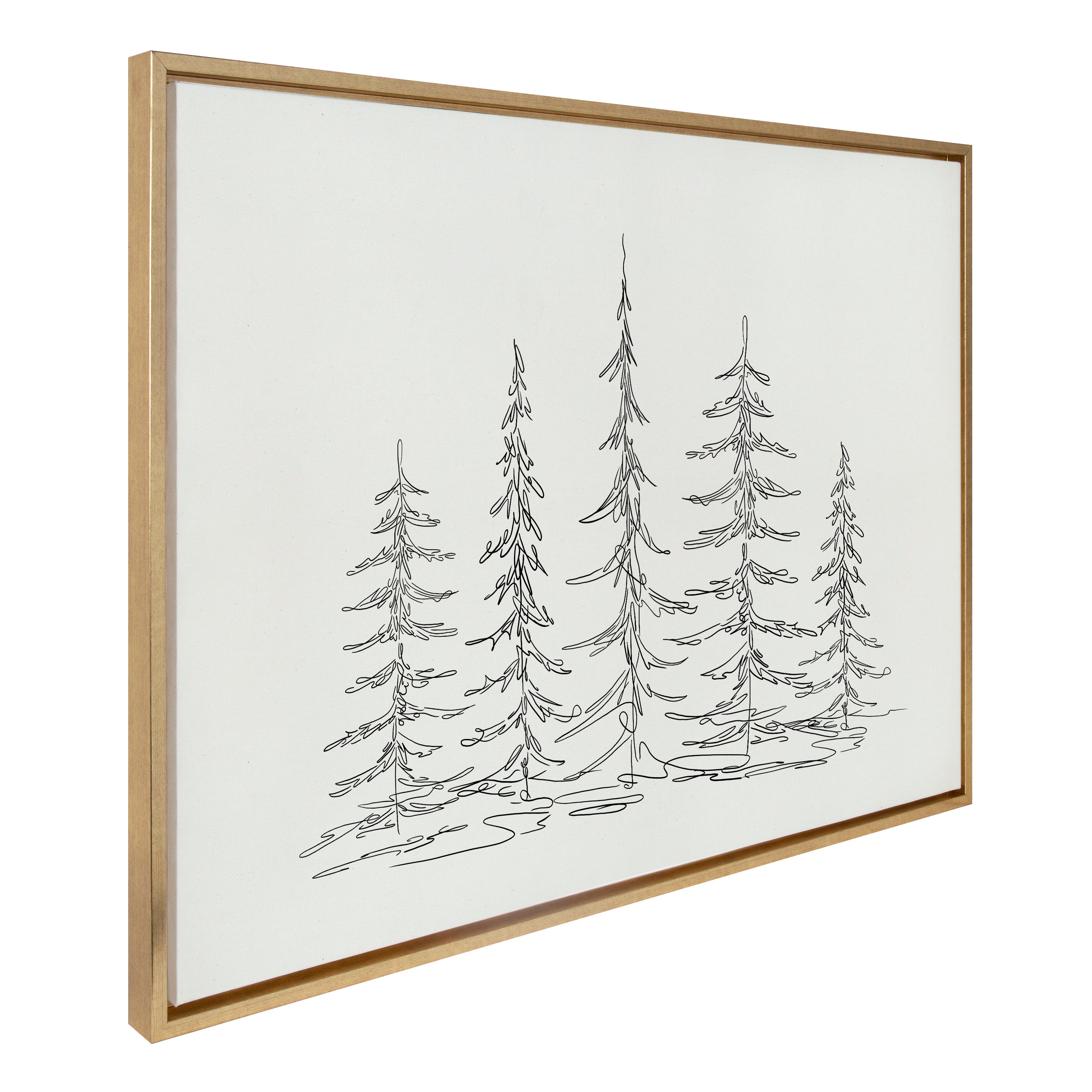 Sylvie Minimalist Evergreen Trees Sketch Framed Canvas by kateandlaurel - product image 15 for Resin Society